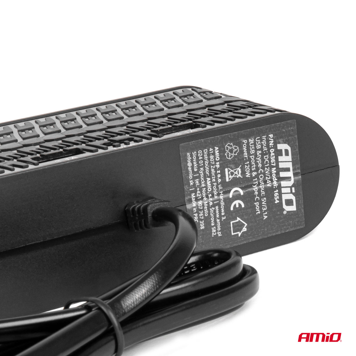AMiO - Predlžovacia zásuvka 2x USB-A 1x USB-C 12/24V 120W 80cm