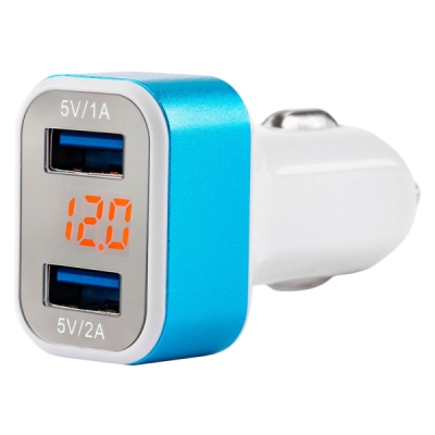 AMiO - Nabíjačka do auta 2x USB + voltmeter TEST-04