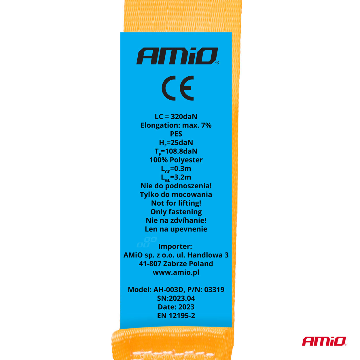 AMiO - Upínacie pásy s račňou 640/320kg 25mm 3,5m J-TYPE