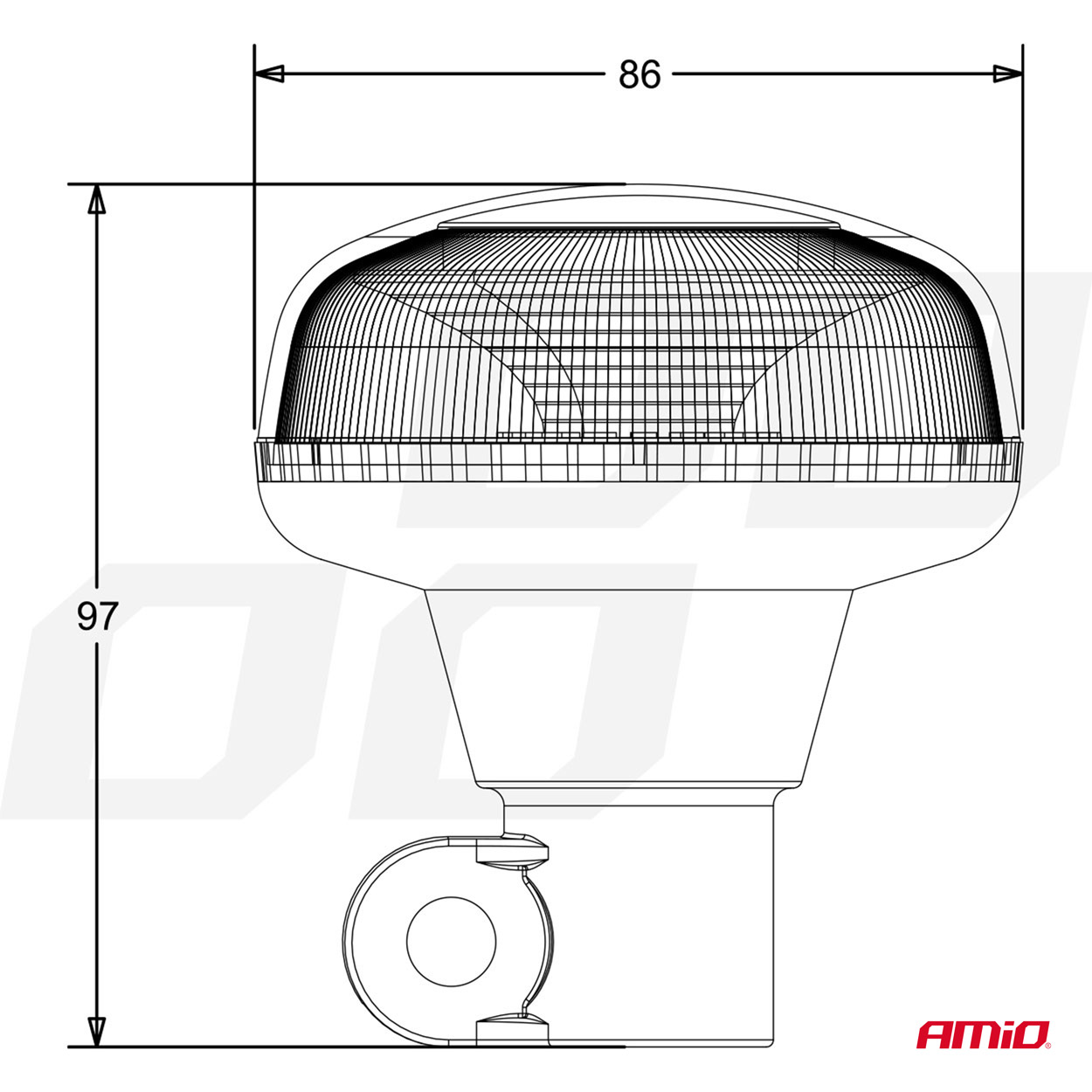 AMiO - Výstražný maják W21p na tyč R65 R10 18LED 12/24V IP56