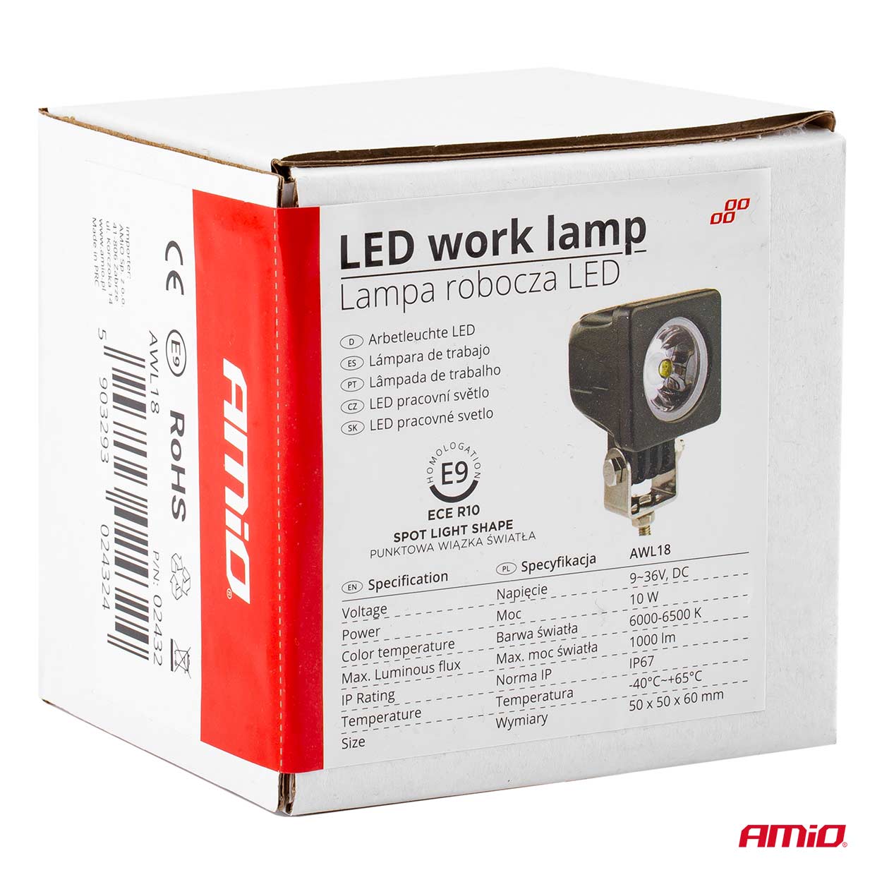 AMiO - Pracovné LED svetlo AWL18 1LED HP SPOT 9-36V
