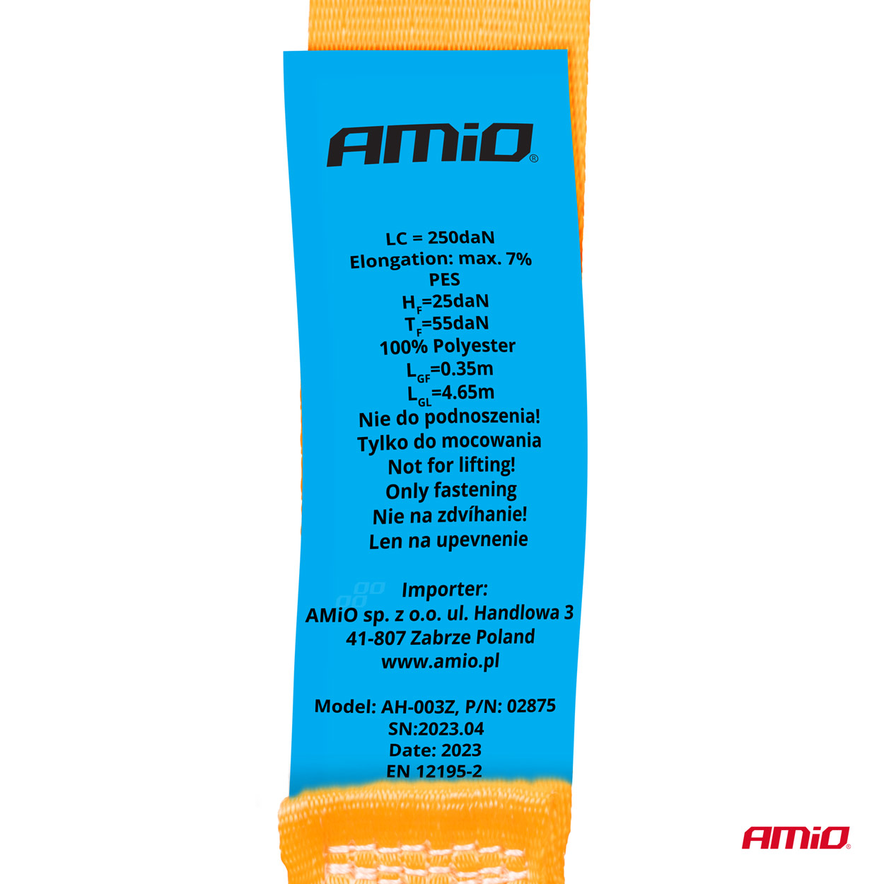 AMiO - Upínací popruh s račňou 500kg 25mm 5m BELT-07