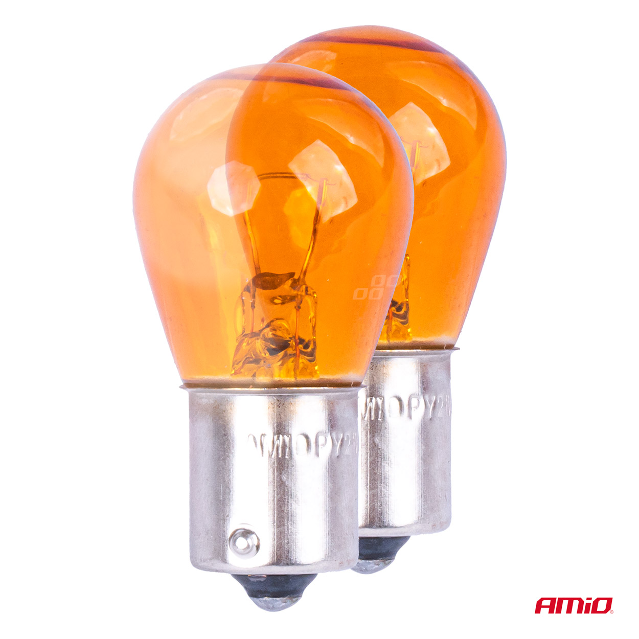AMiO - Halogénové žiarovky PY21W BA15S 12V AMBER 2ks blister