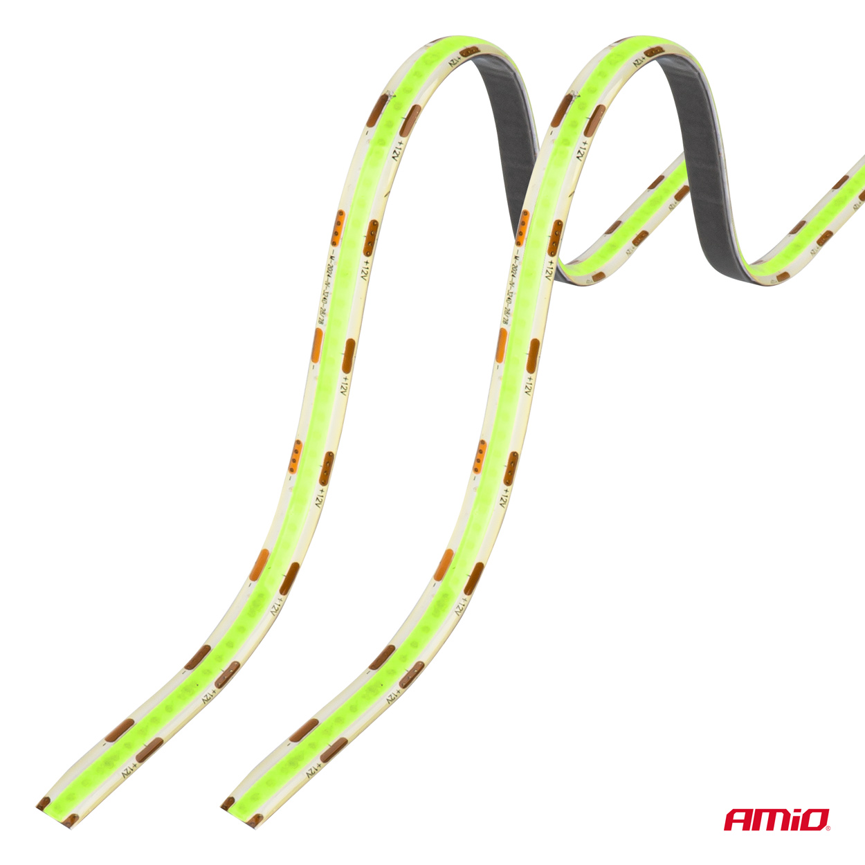 AMiO - LED pásiky COB do auta zelené, 2x30cm, 12 V,