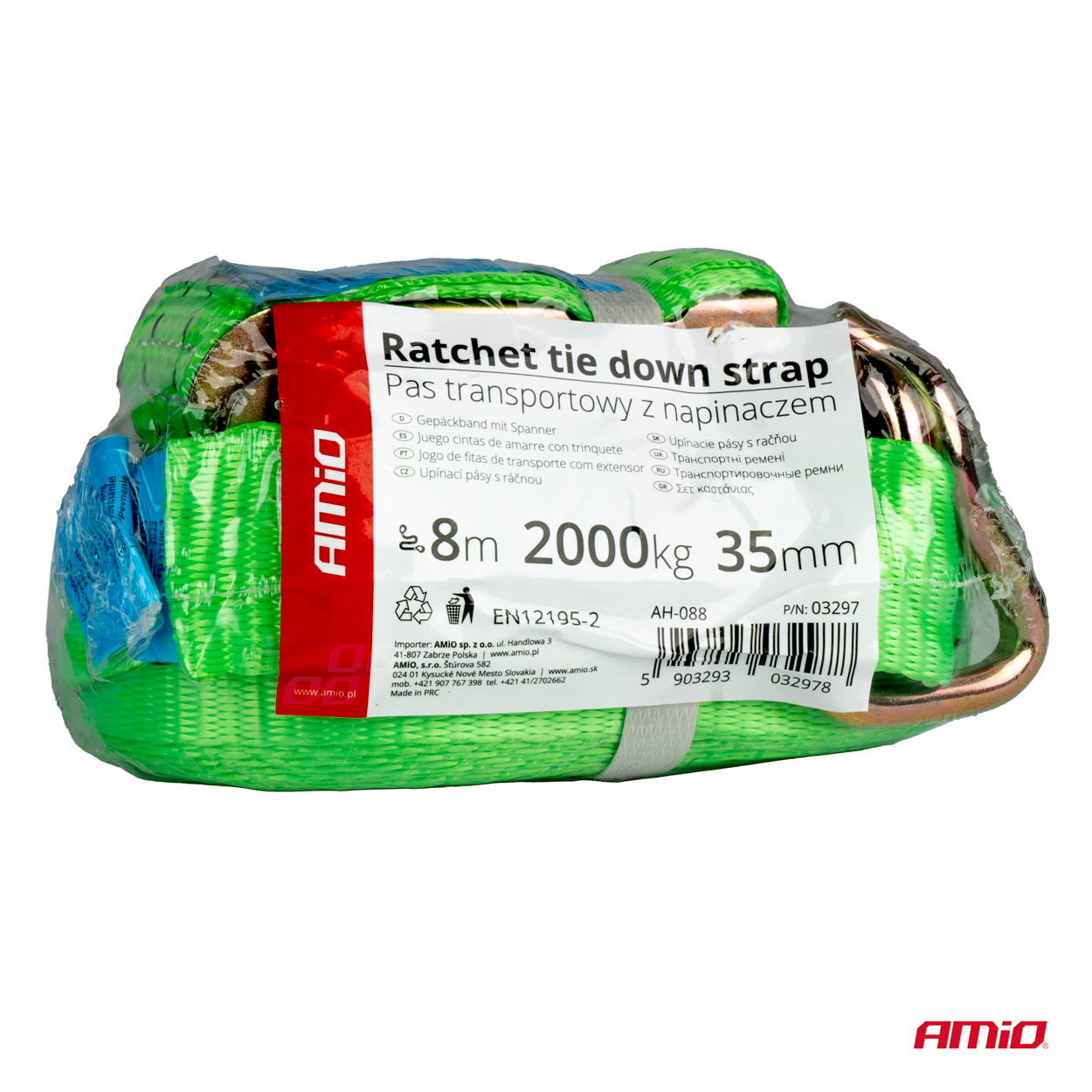 AMiO - Upínací popruh s račňou 2000kg 38mm 8m