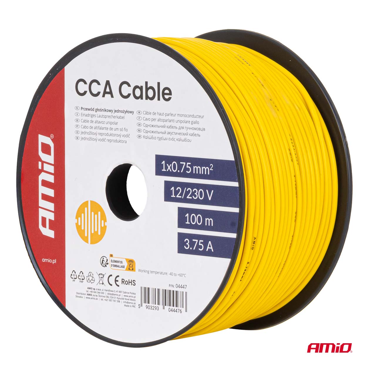 AMiO - Vodič reproduktora jednožilový CCA 1x0.75mm2 100m 3.75A 12/230V