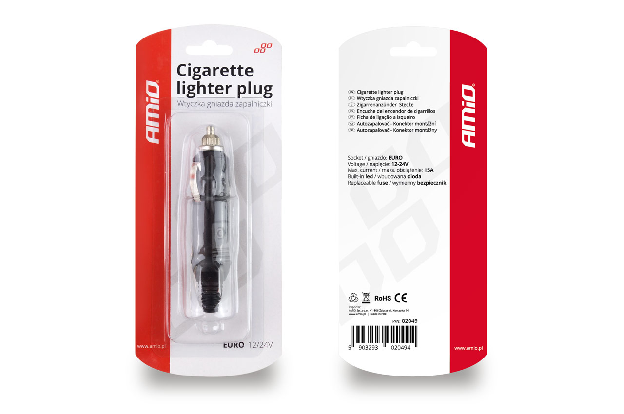 AMiO - Zástrčka autozapaľovača EURO 12/24V