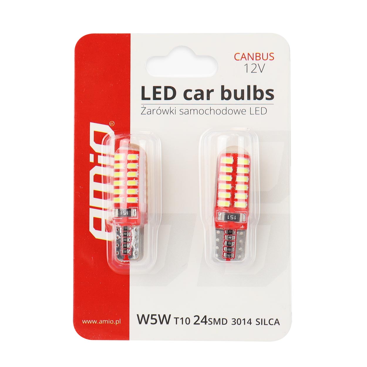 AMiO - LED žiarovky CANBUS 24SMD 3014 T10e (W5W) SILCA White 12V