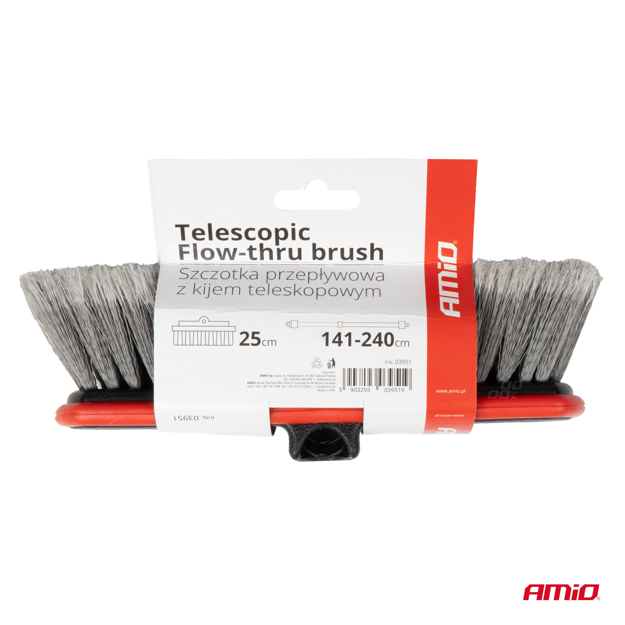 AMiO - Teleskopická prietoková kefa na umývanie auta 141-240cm