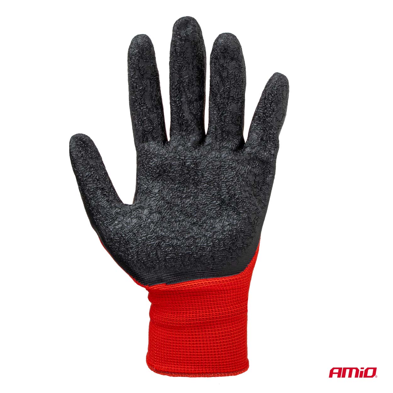 AMiO - Ochranné rukavice polyesterové, potiahnuté latexom, veľkosť 8 (2 páry), trieda 2121X –