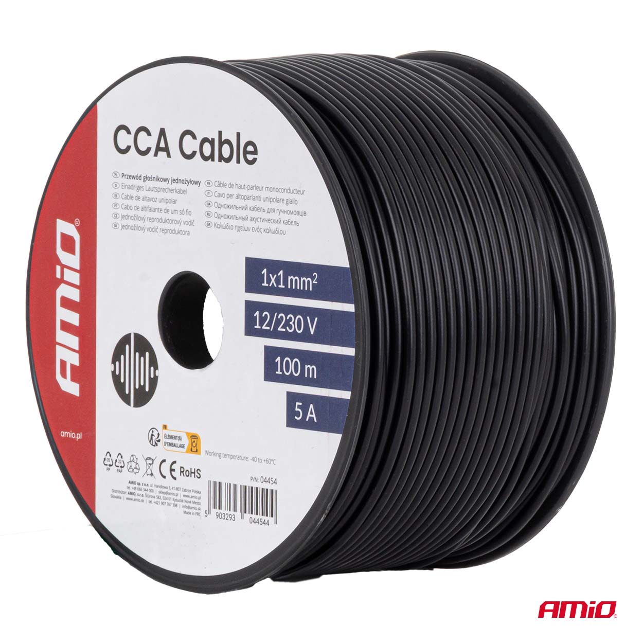 AMiO - Vodič reproduktora jednožilový CCA 1x1mm2 100m 5A 12/230V