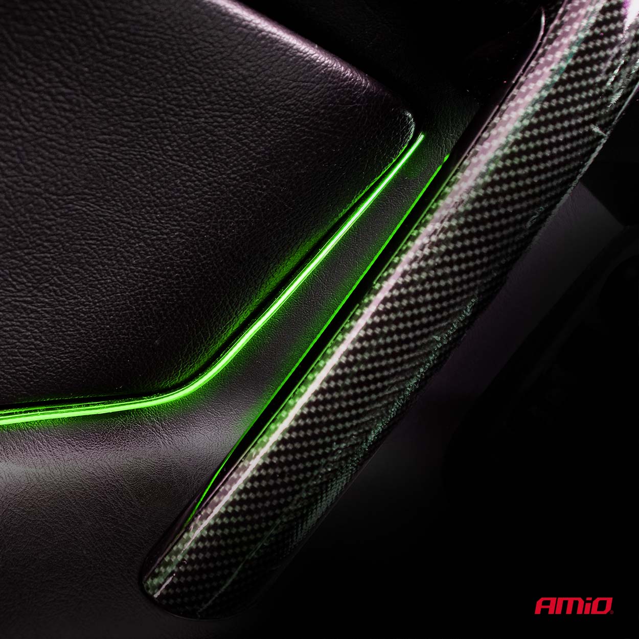 AMiO - LED pásiky COB do auta - bočné zelená 2x30cm 12V