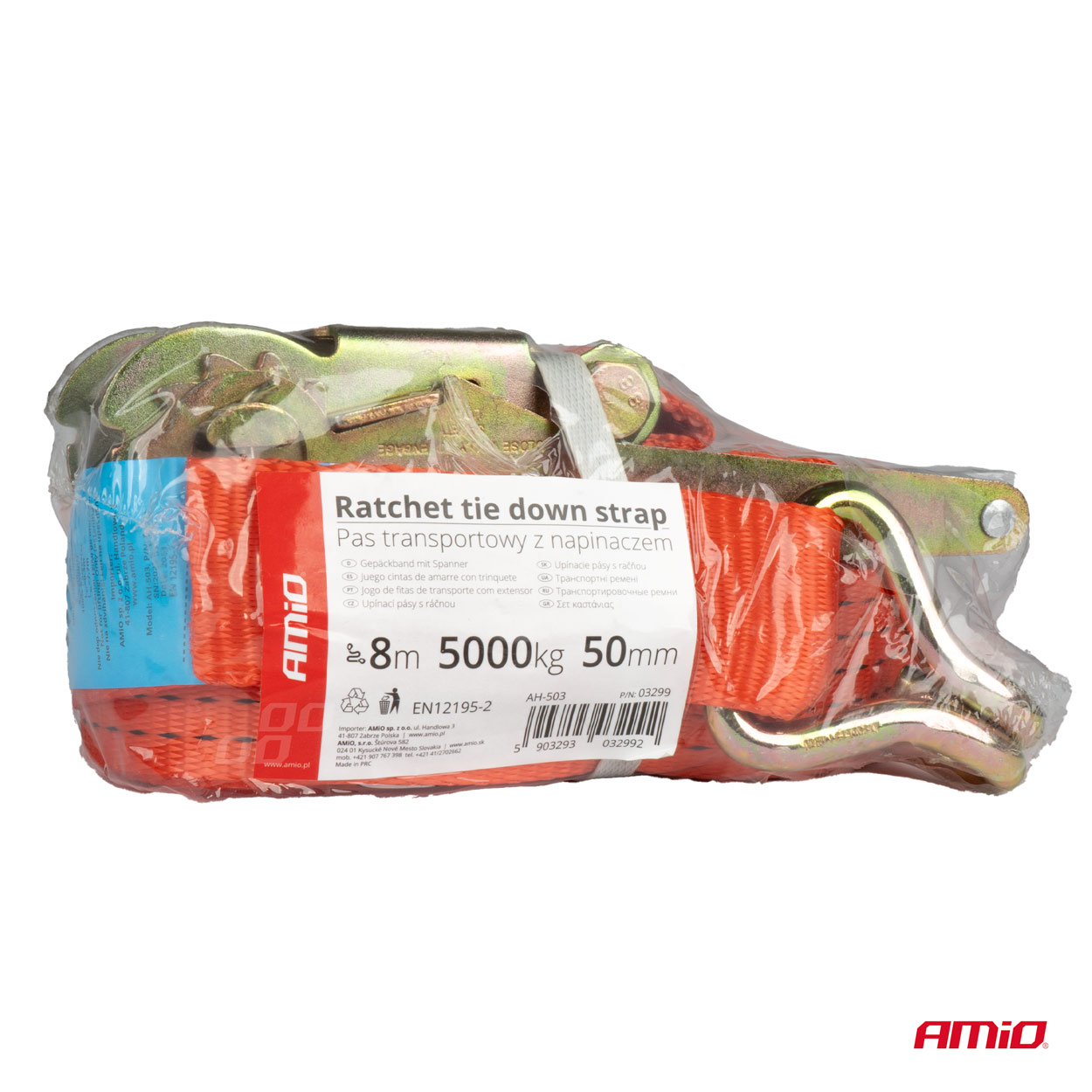 AMiO - Upínací popruh s račňou 5000kg 50mm 8m