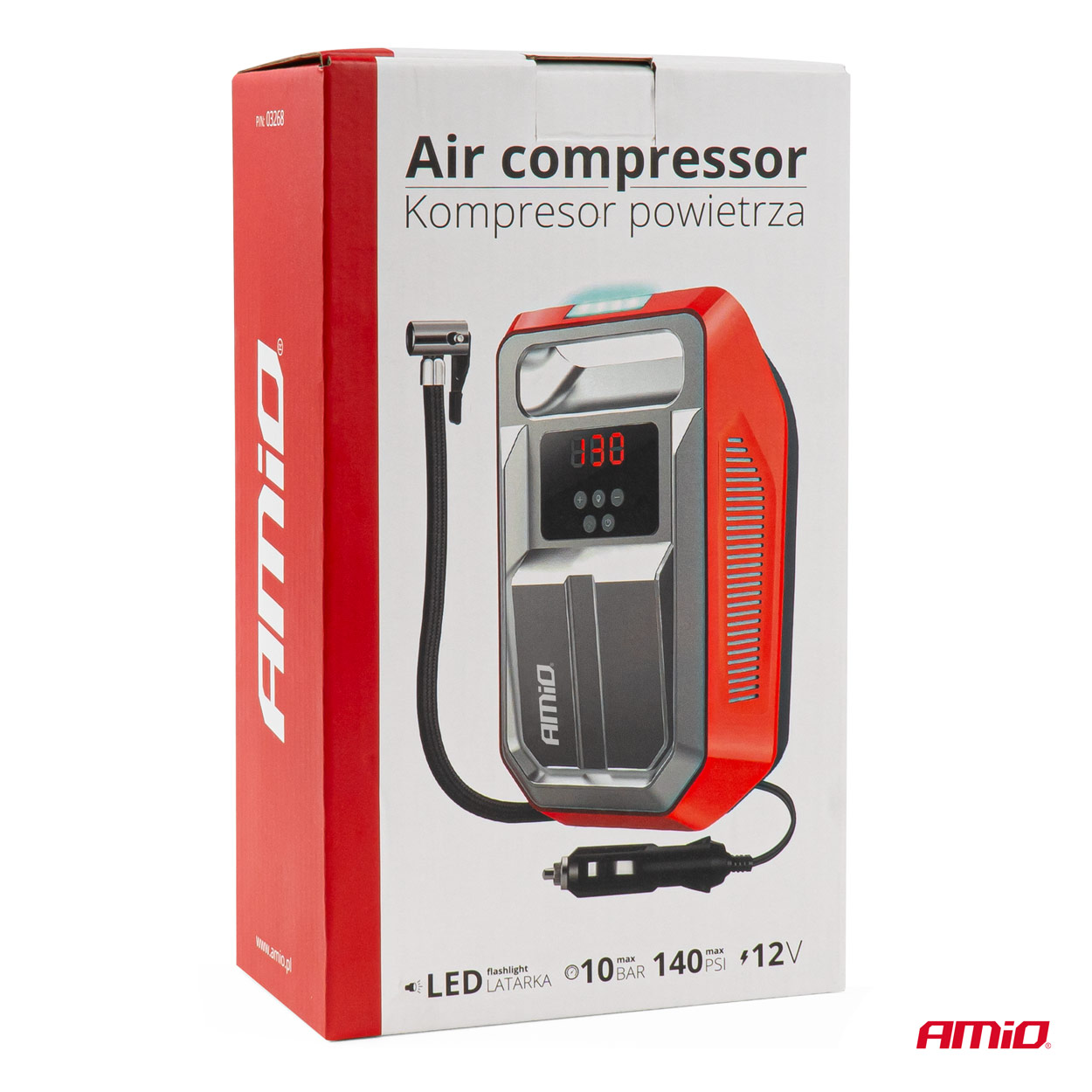 AMiO - Digitálny kompresor do auta s LED 12V ACOMP-18