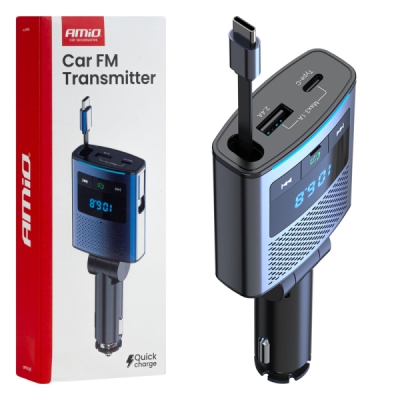 AMiO - FM transmitter 1×USB-A 1×USB-C 12/24V