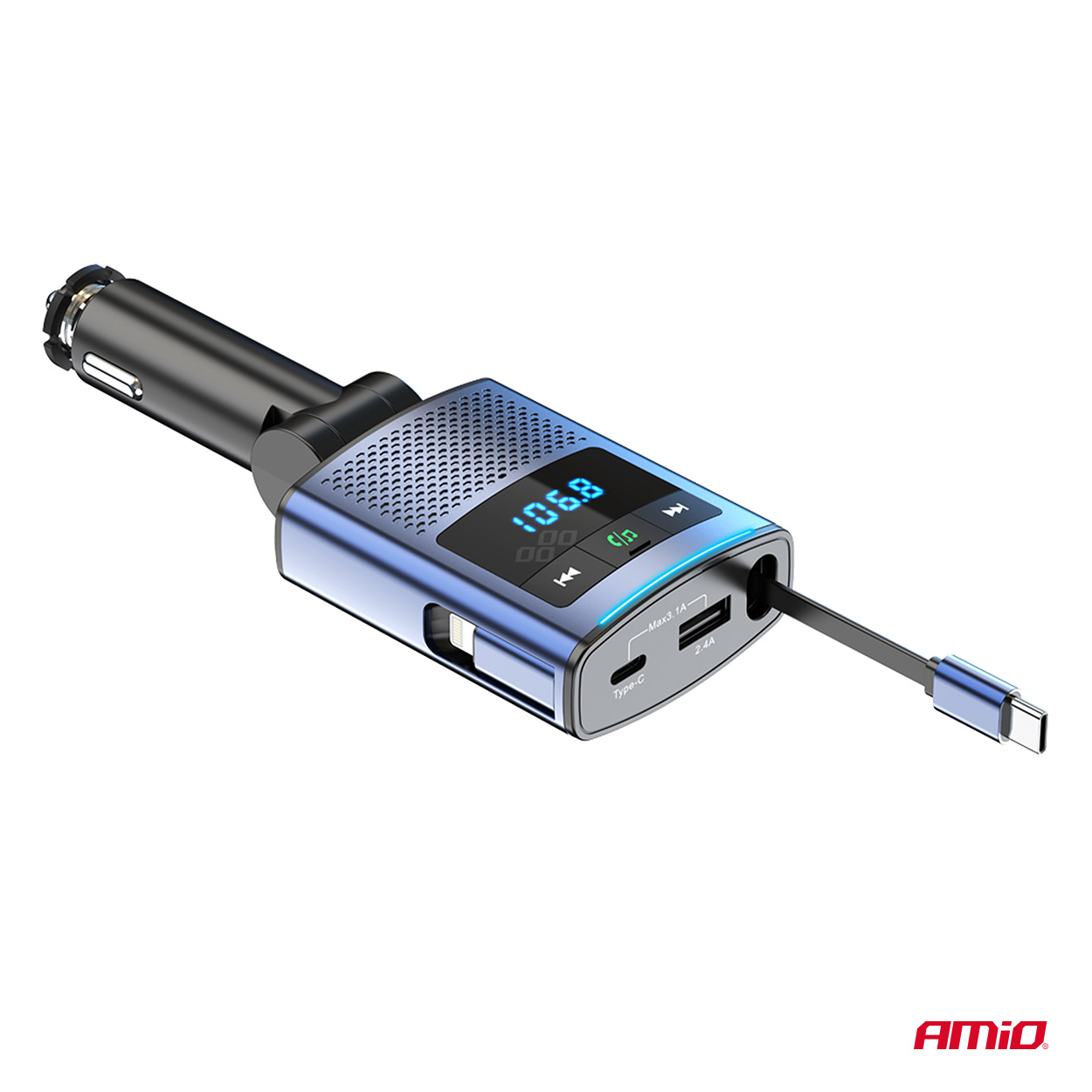 AMiO - FM transmitter 1×USB-A 1×USB-C 12/24V