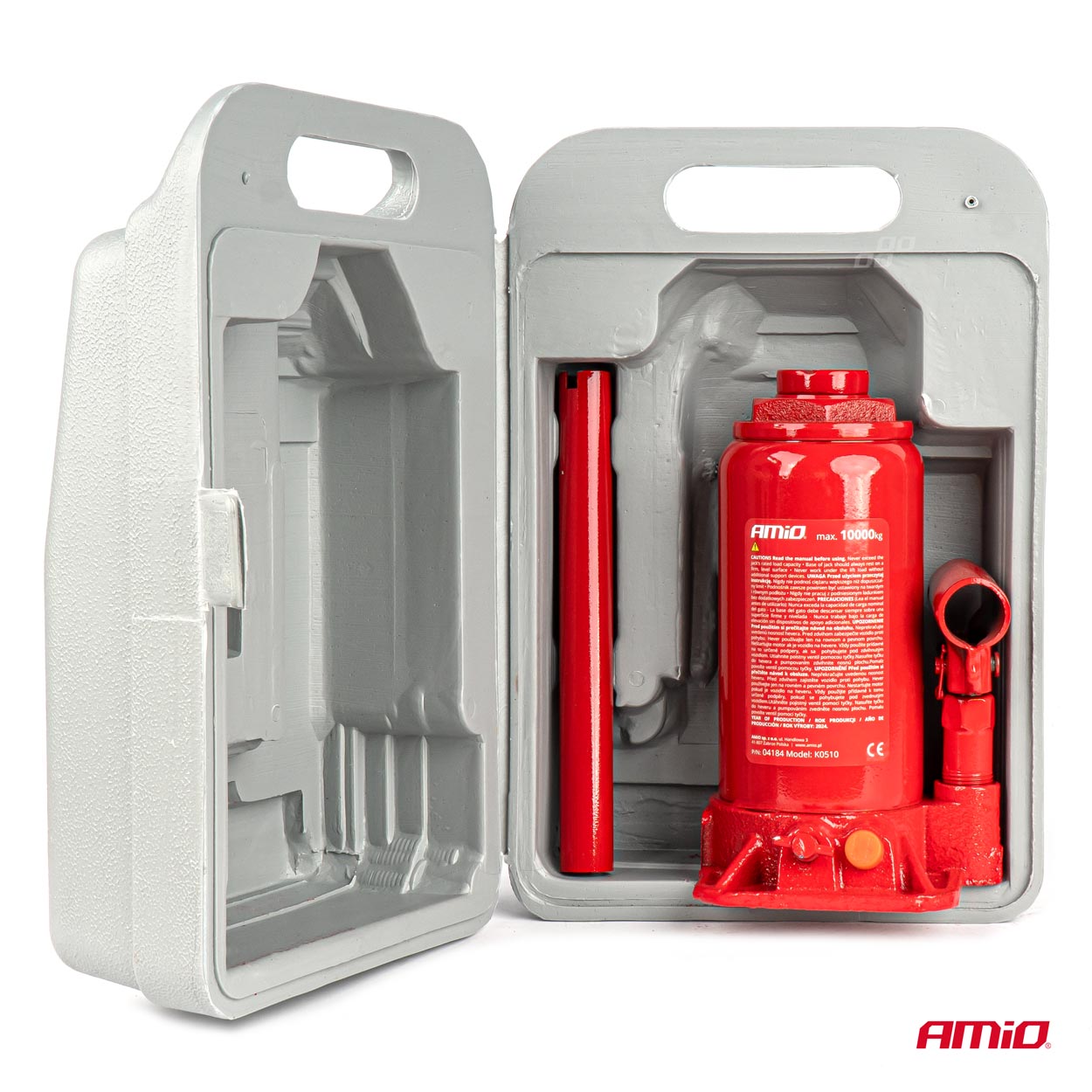 AMiO - Hydraulický piestový zdvihák 10T v PVC boxe