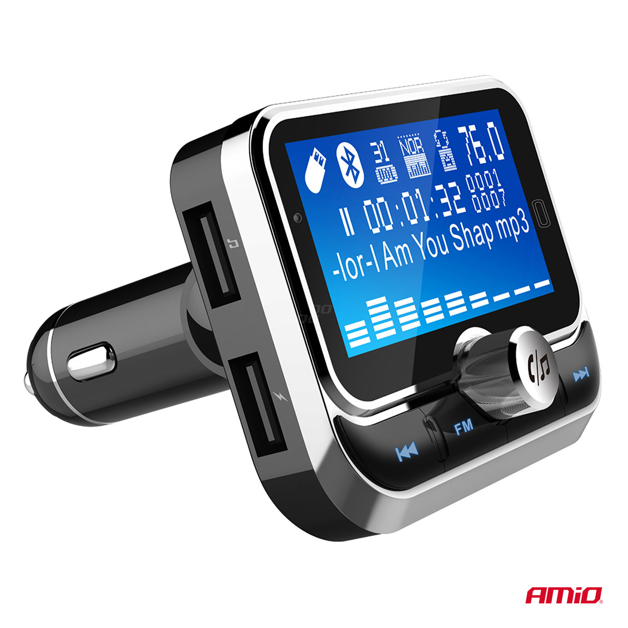 AMiO - FM transmitter 2×USB-A 12/24V