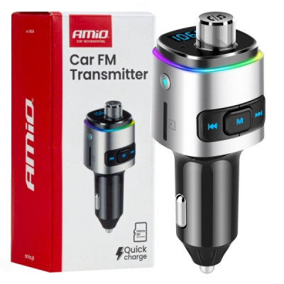 AMiO - FM transmitter 2×USB-A microSD 12/24V