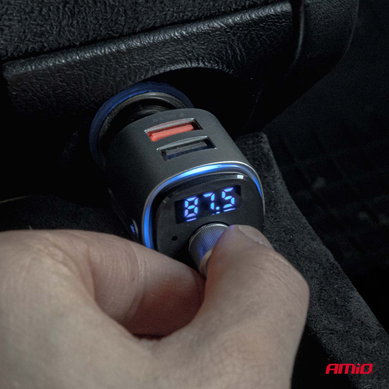 AMiO - FM transmitter 2×USB-A microSD 12/24V