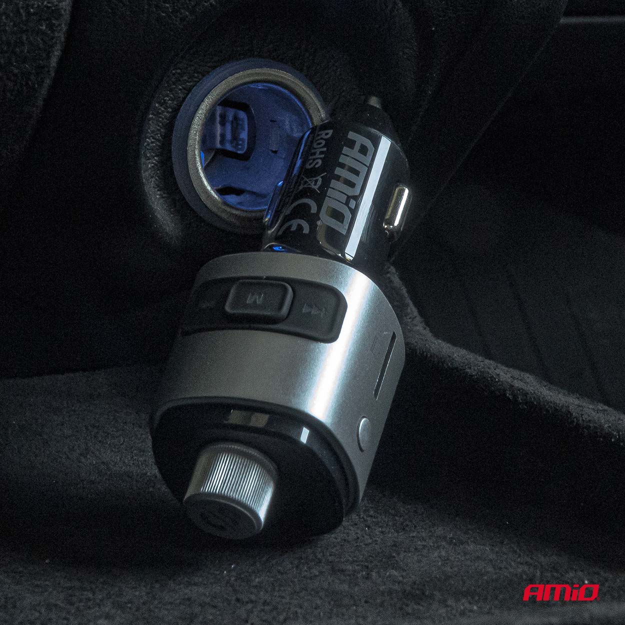 AMiO - FM transmitter 2×USB-A microSD 12/24V