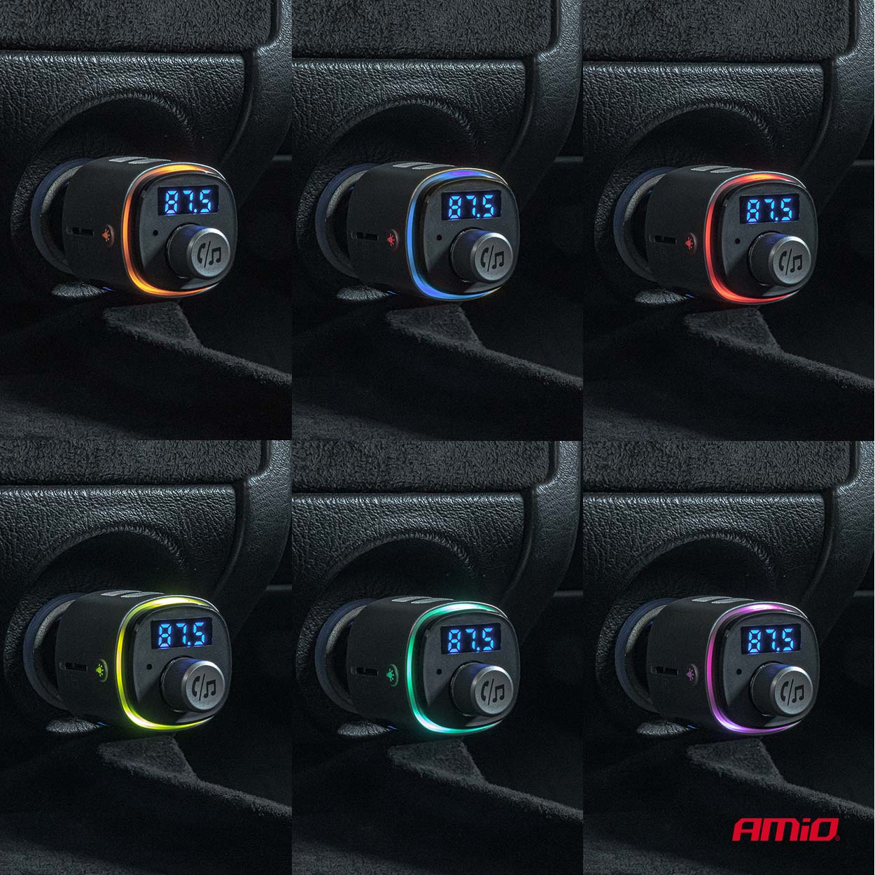 AMiO - FM transmitter 2×USB-A microSD 12/24V