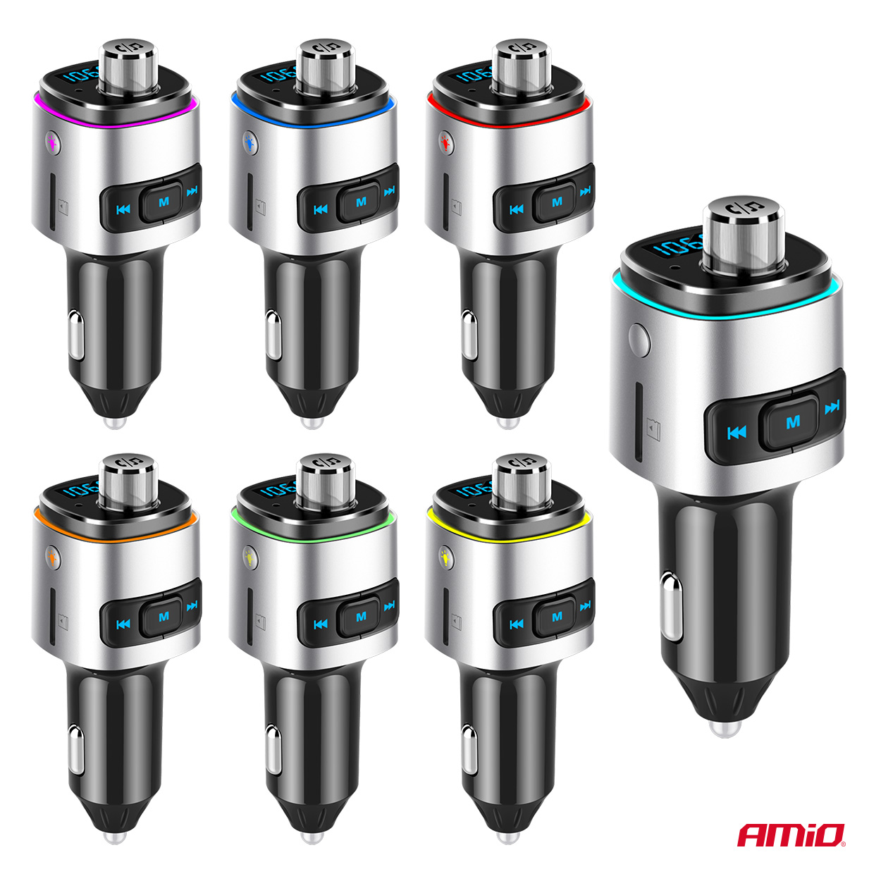 AMiO - FM transmitter 2×USB-A microSD 12/24V
