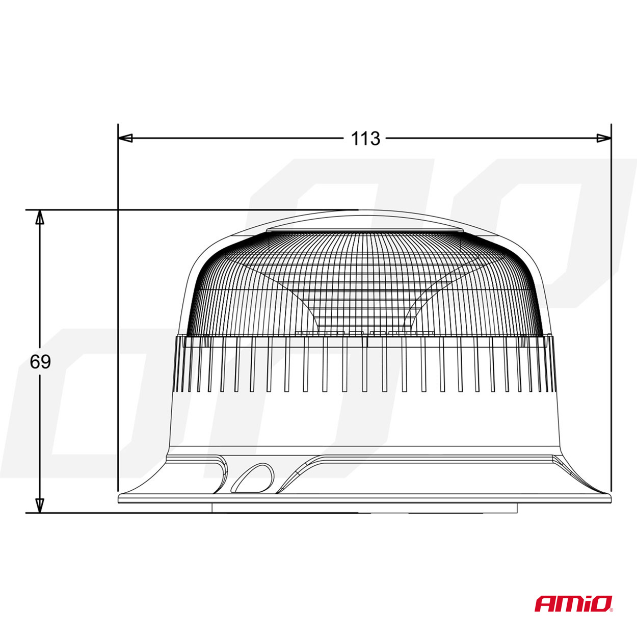 AMiO - Výstražný maják W21ml Magnet / 3 skrutky R65 R10 18LED 12/24V IP56
