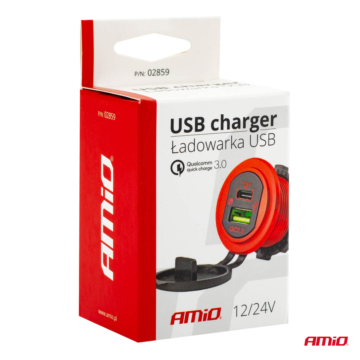 AMiO - Nabíjačka USB+USB-C 12/24V MOD-09