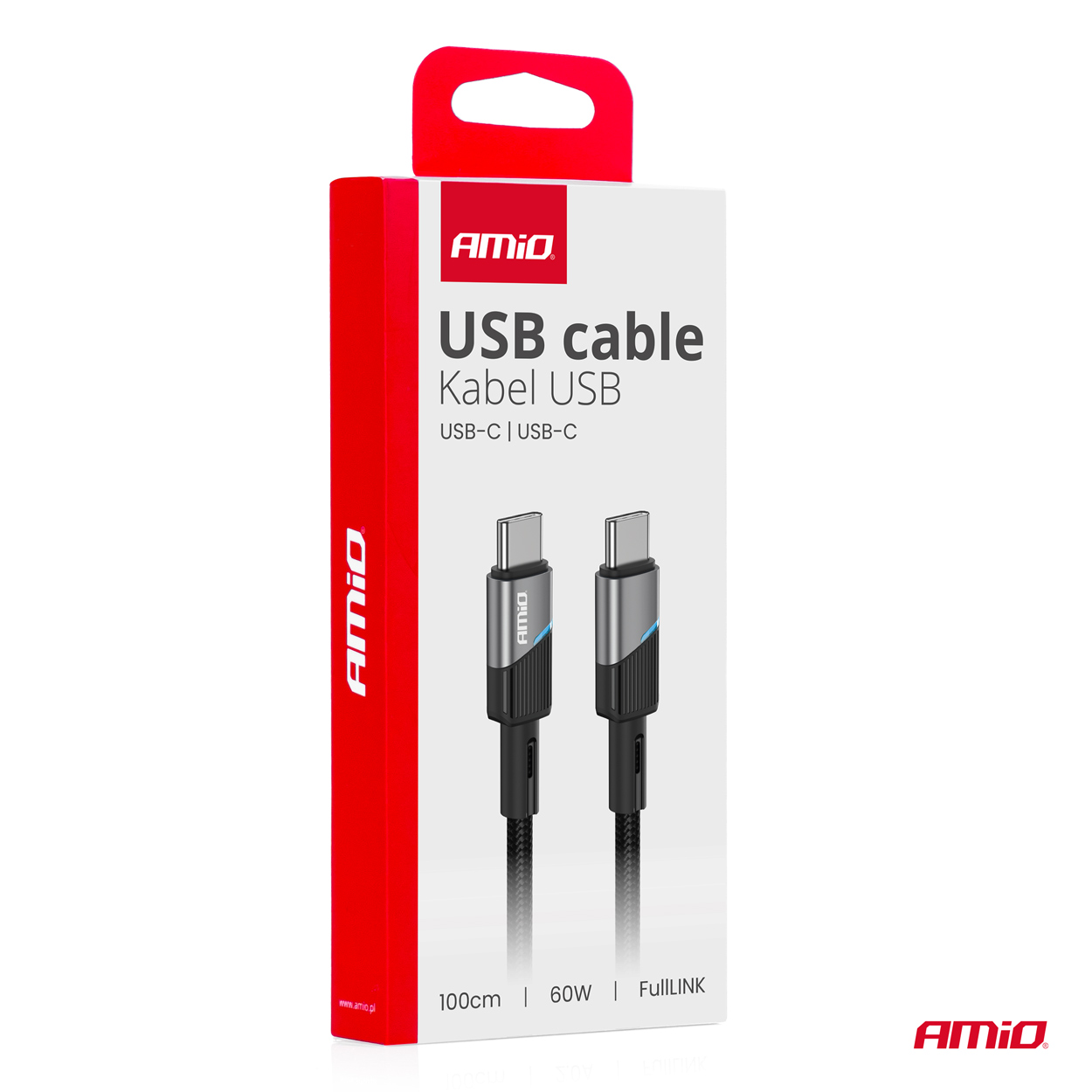 AMiO - Kábel 'USB-C na USB-C 60W 100cm FullLINK