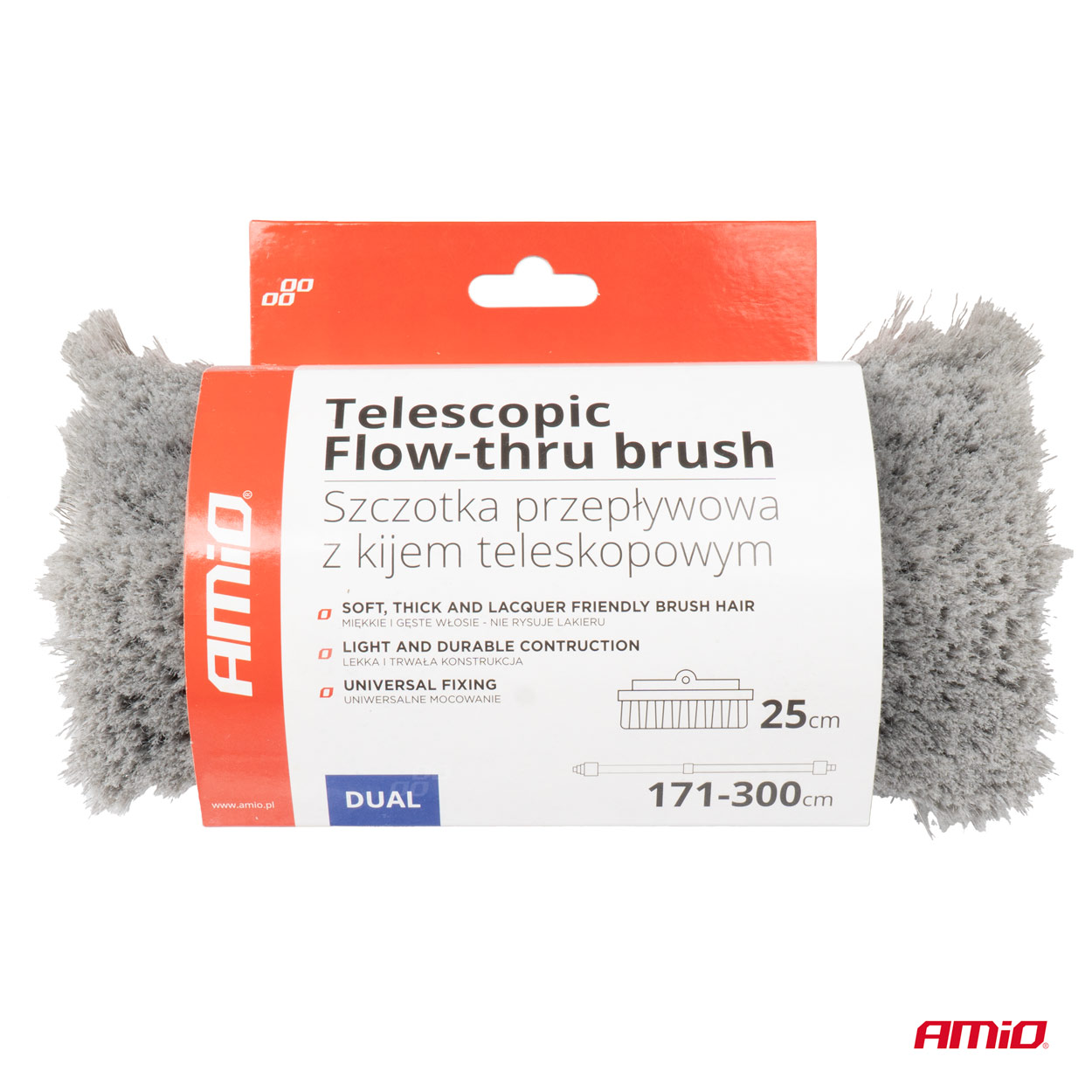 AMiO - Teleskopická prietoková kefa na umývanie auta 171-300cm