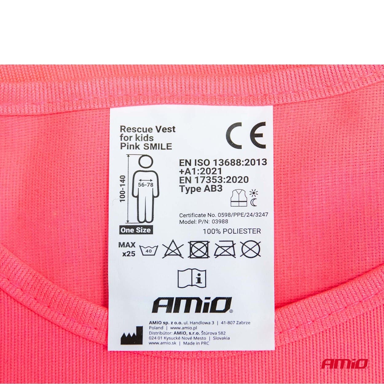AMiO - Reflexná vesta detská ružová SMILE
