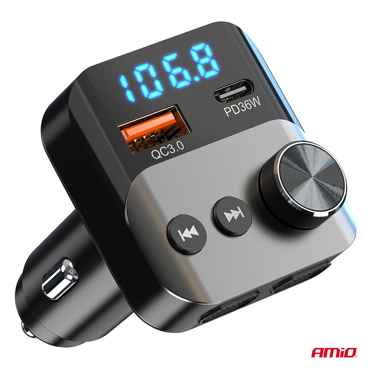 AMiO - FM transmitter 1×USB-A 1×USB-C 12/24V
