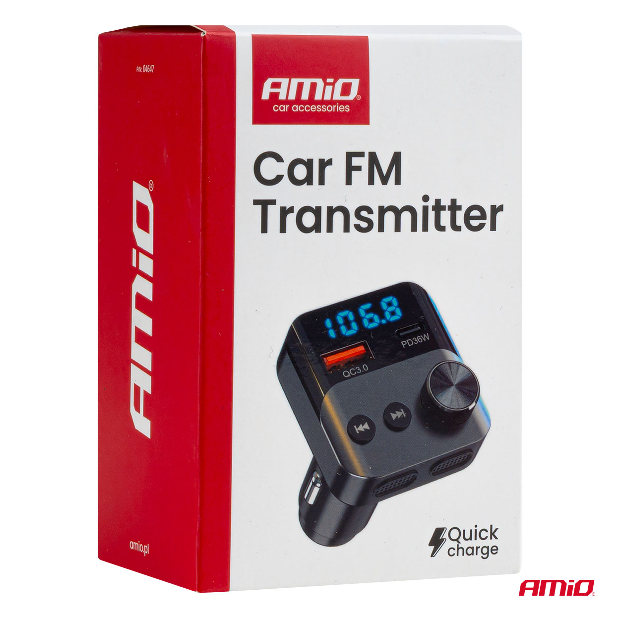 AMiO - FM transmitter 1×USB-A 1×USB-C 12/24V