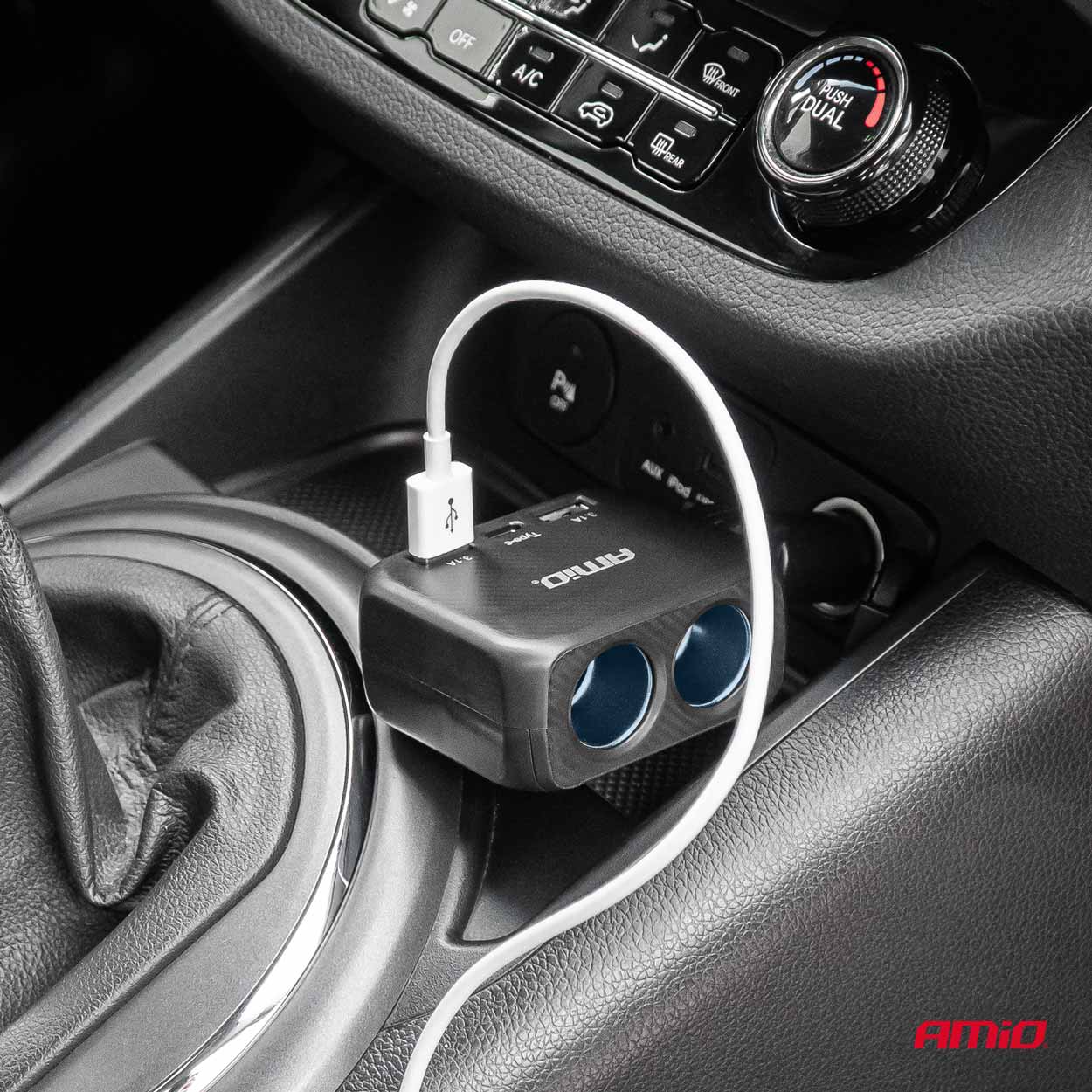 AMiO - Predlžovacia zásuvka 2x USB-A 1x USB-C 12/24V 100W 180°
