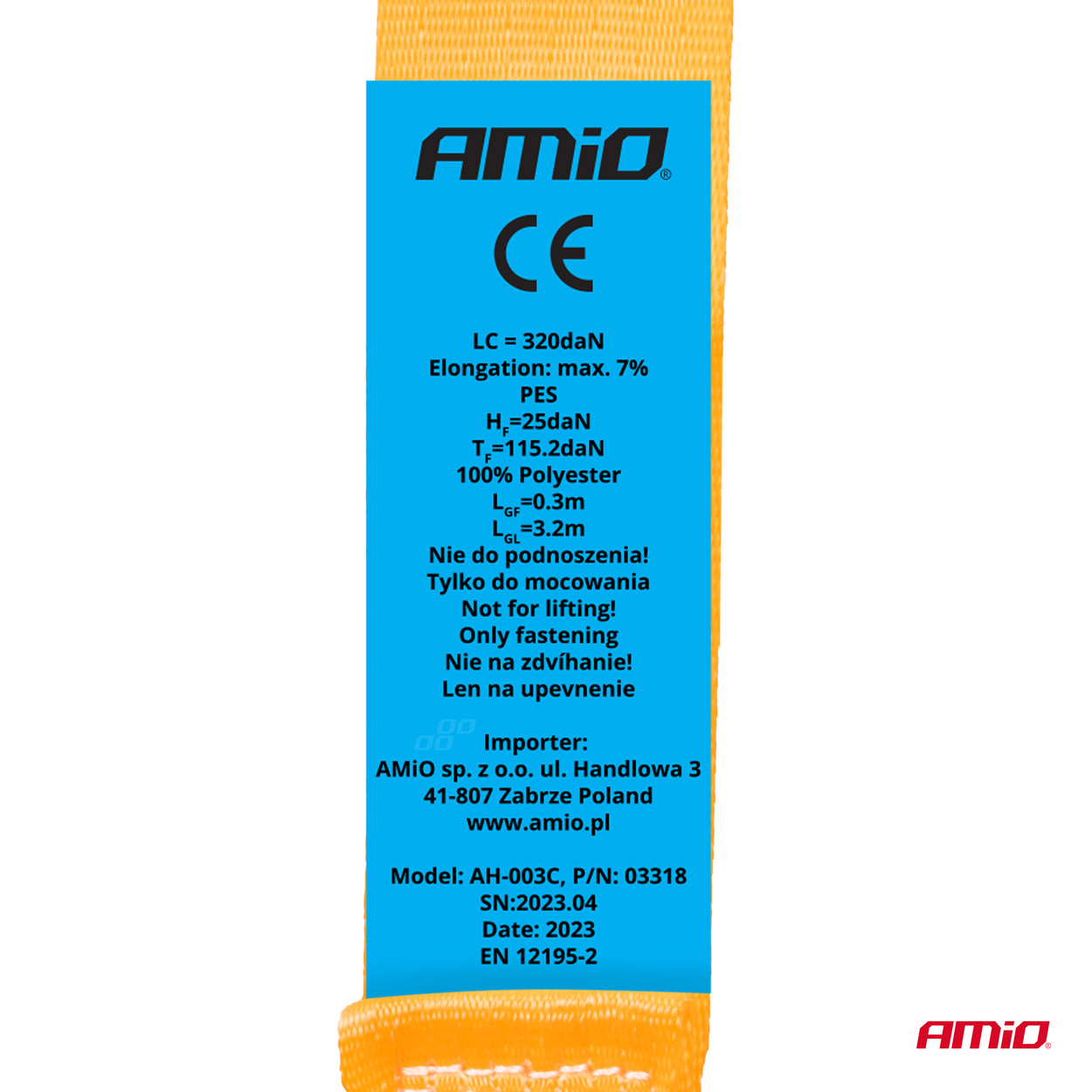 AMiO - Upínacie pásy s račňou 640/320kg 25mm 3,5m S-TYPE