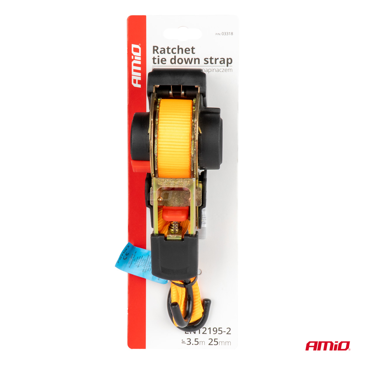 AMiO - Upínacie pásy s račňou 640/320kg 25mm 3,5m S-TYPE