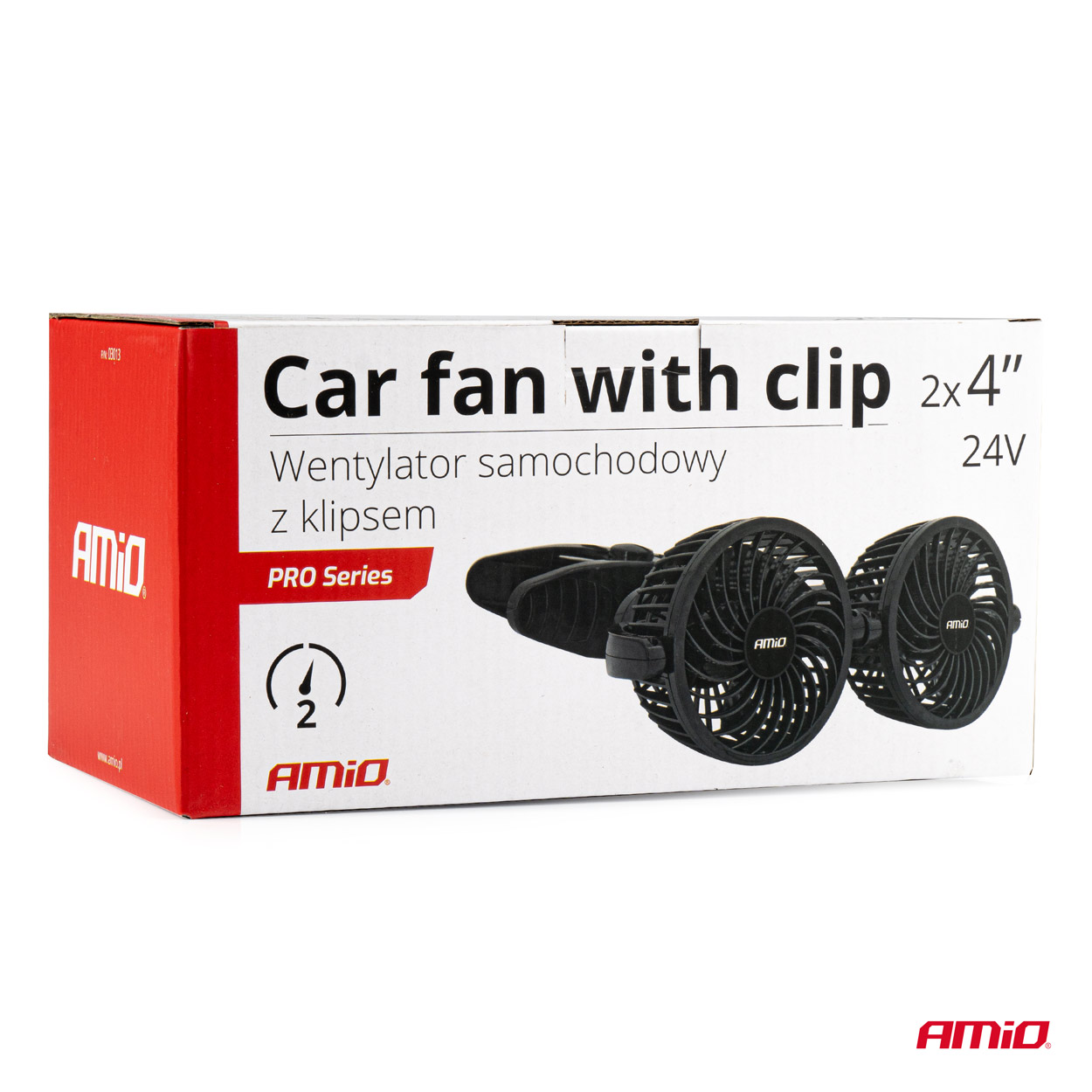 AMiO - Ventilátor do auta s klipom 2x4" 24V