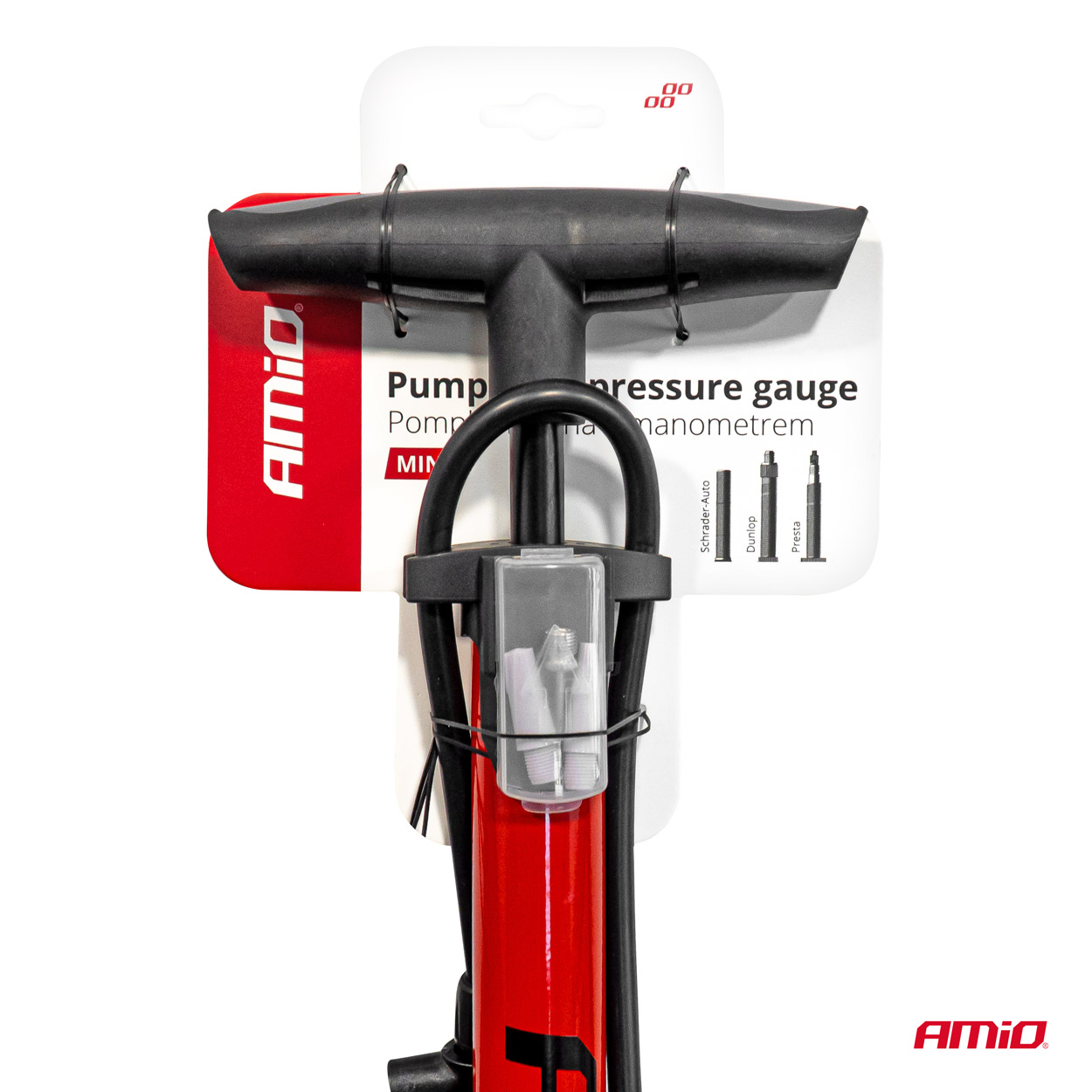 AMiO - Ručná kovová pumpa s manometrom MINI PU08