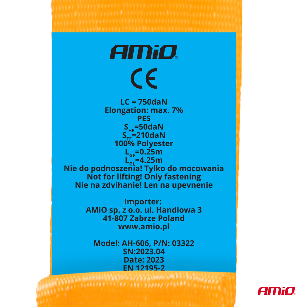 AMiO - Upínacie pásy s račňou 1500/750kg 50mm 4,5m J-TYPE