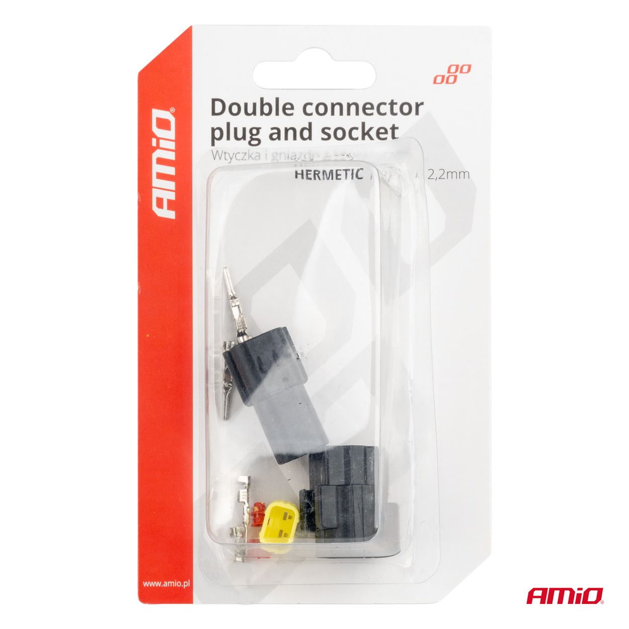 AMiO - Sada elektrických konektorov vodotesných 2 PIN 2,2 mm