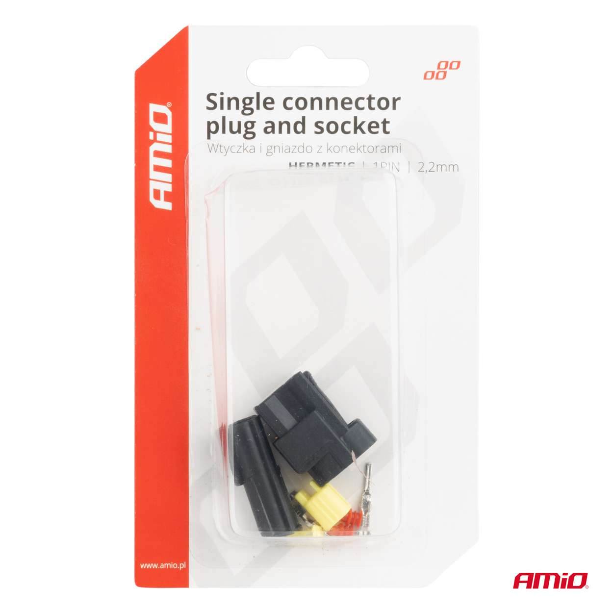 AMiO - Sada elektrických konektorov vodotesných 1 PIN 2,2 mm