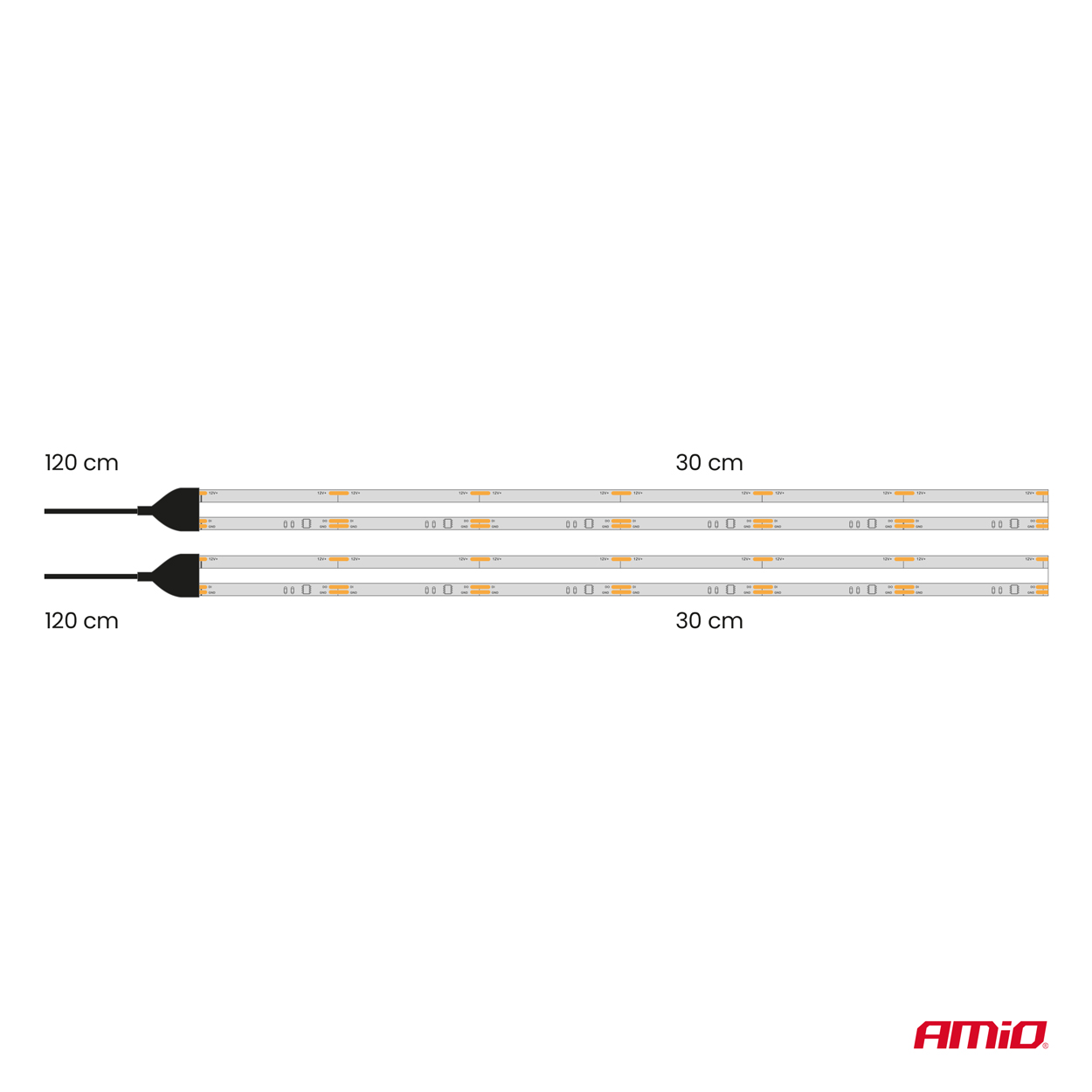 AMiO - LED pásiky COB do auta biela 2x30cm 12 V