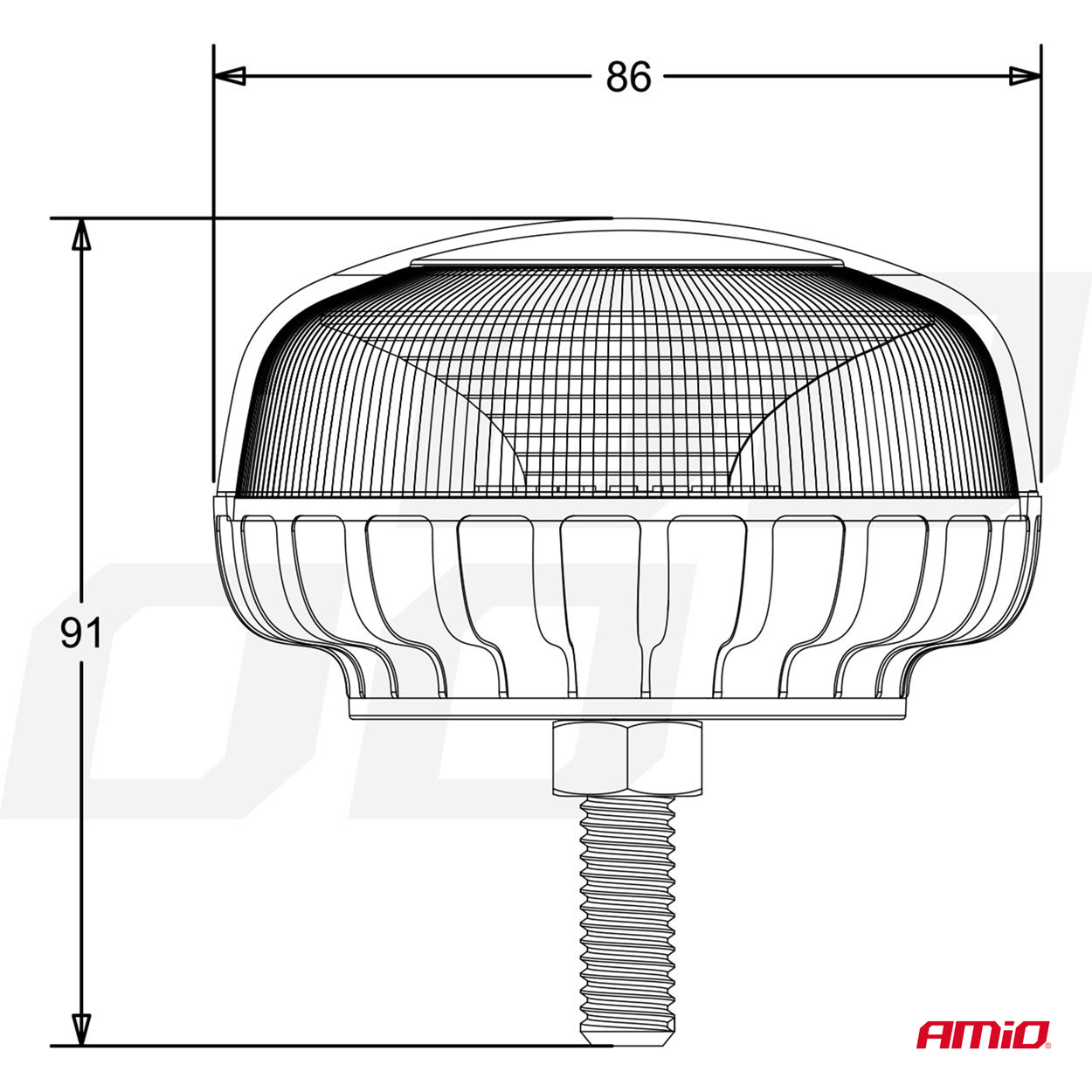 AMiO - Výstražný maják W21sb na skrutke R65 R10 18LED 12/24V IP56