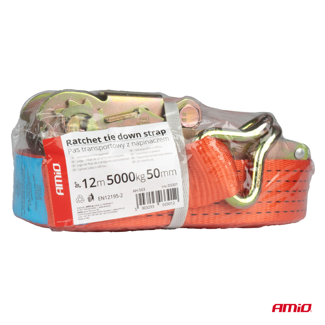 AMiO - Upínací popruh s račňou 5000kg 50mm 12m