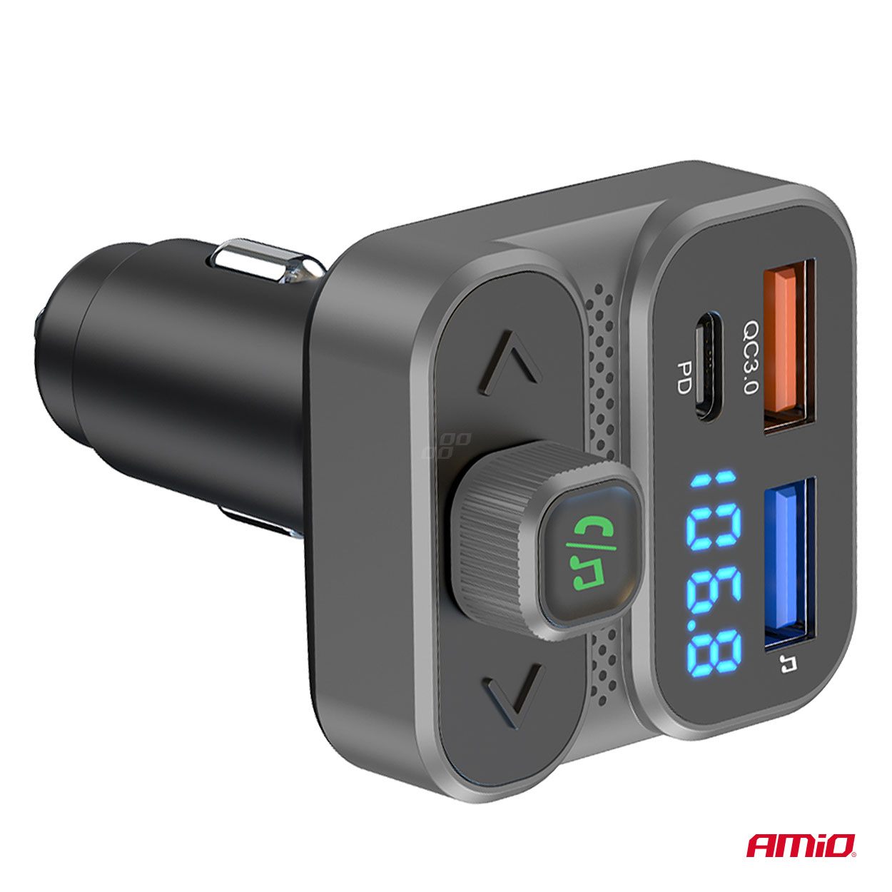 AMiO - FM transmitter 2×USB-A 1×USB 12V 24V