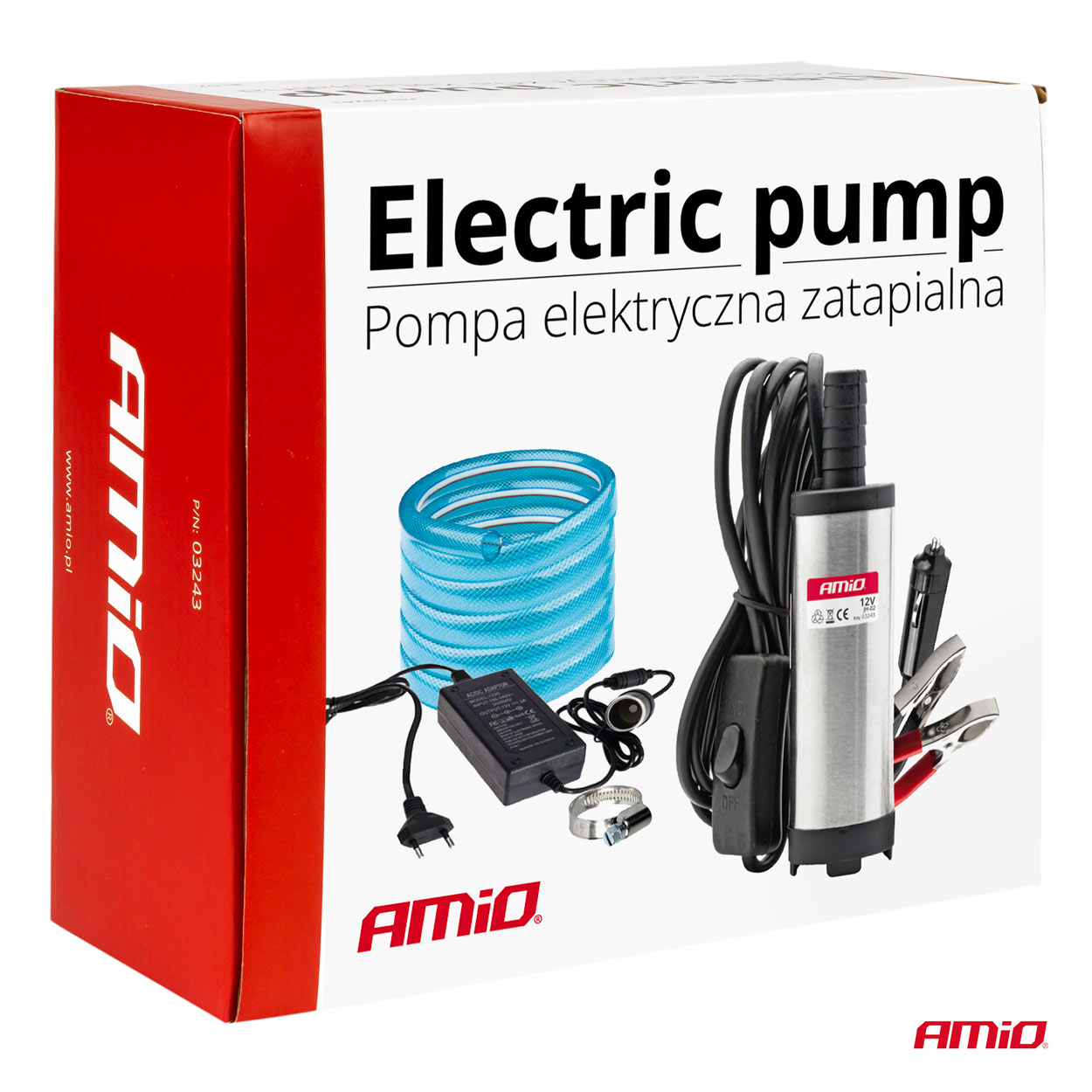 AMiO - Elektrické čerpadlo na naftu 12V ponorné, priemer 38 mm -súprava s hadicou