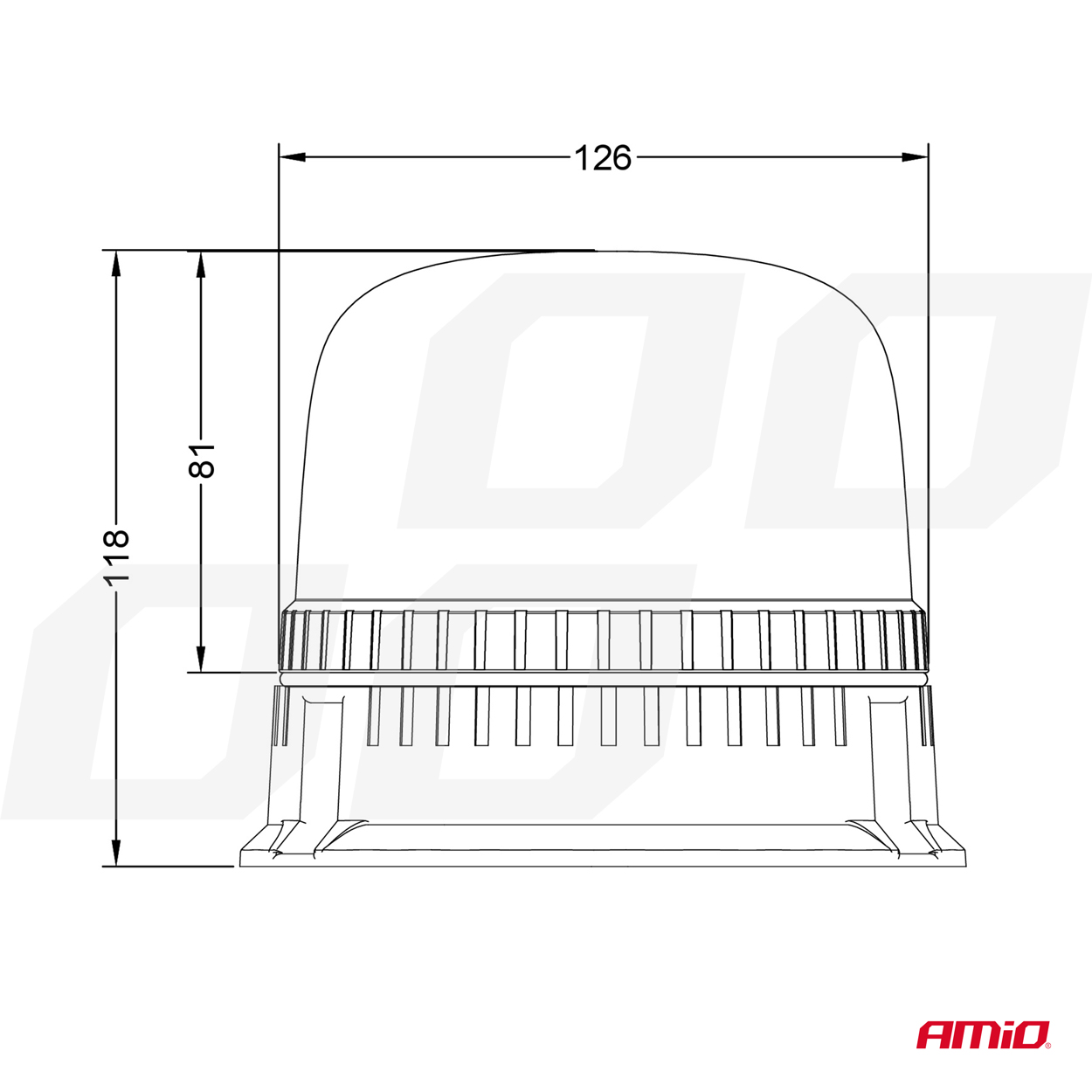 AMiO - LED výstražný maják W25b 12/24V IP66