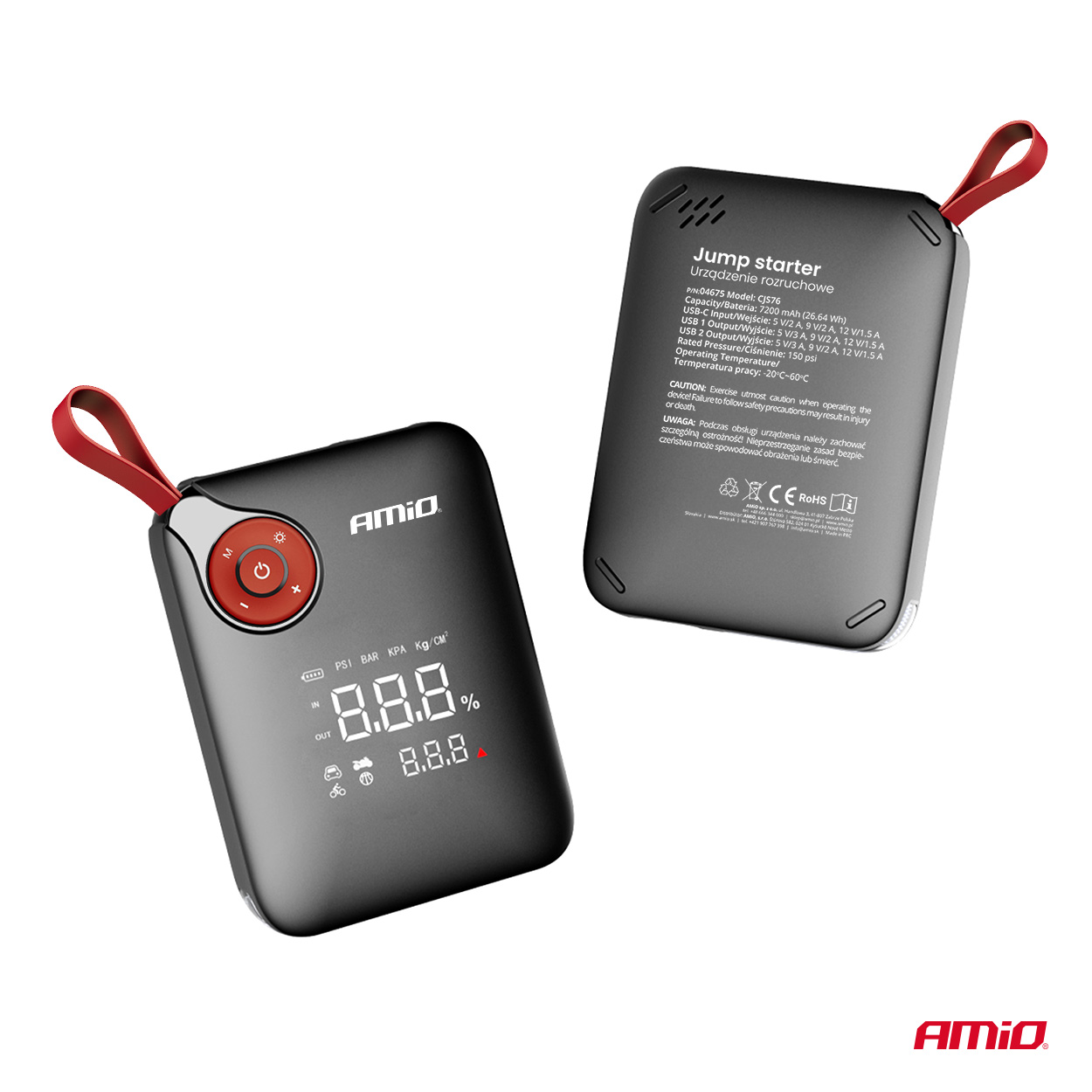 AMiO - Štartovacie zariadenie 4in1 12V 7,2Ah 600A PRO