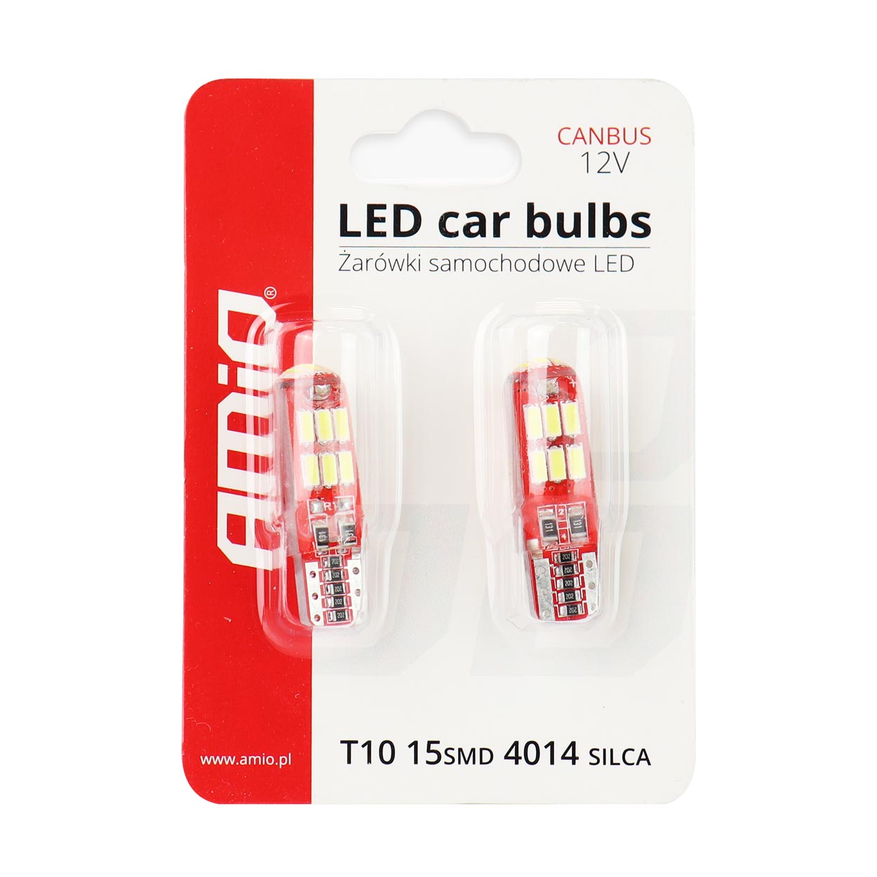 AMiO - LED žiarovky CANBUS 15SMD 4014 T10e (W5W) SILCA biela 12V